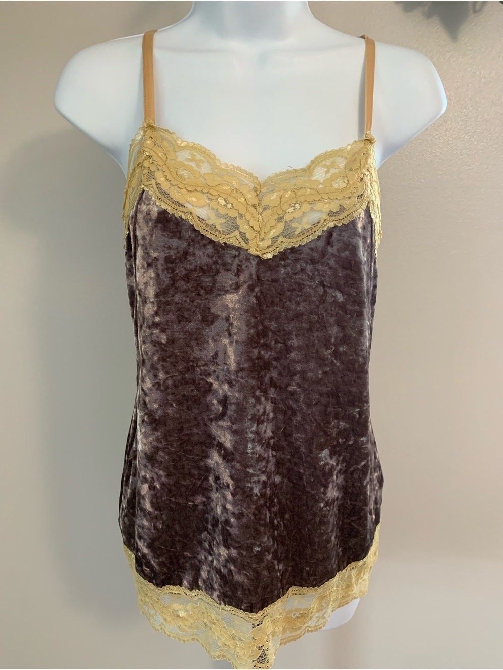 NWOT Aratta Silent JourneyVelvet Lace Trim Camisole